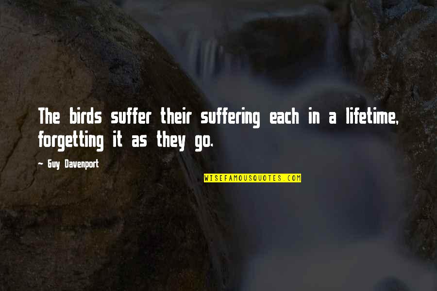 Forgetting A Guy Quotes By Guy Davenport: The birds suffer their suffering each in a