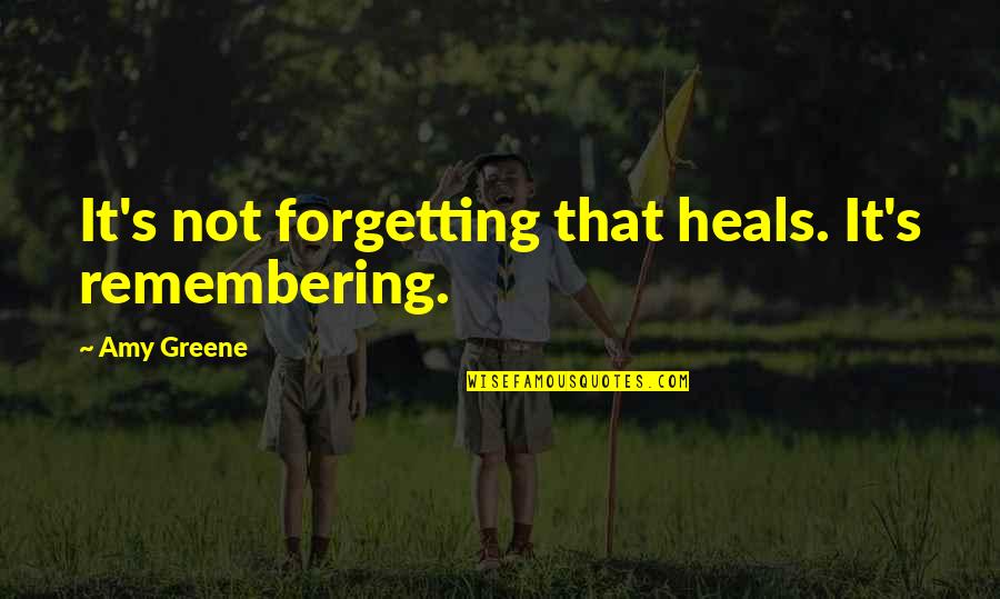 Forgetting And Remembering Quotes By Amy Greene: It's not forgetting that heals. It's remembering.
