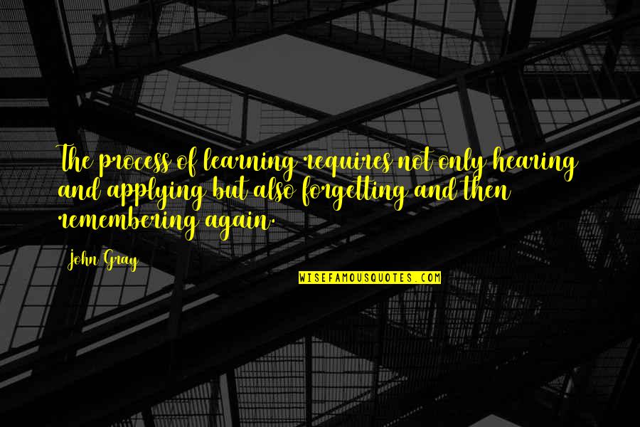 Forgetting And Remembering Quotes By John Gray: The process of learning requires not only hearing
