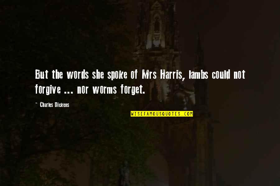 Forgive Forget Quotes By Charles Dickens: But the words she spoke of Mrs Harris,