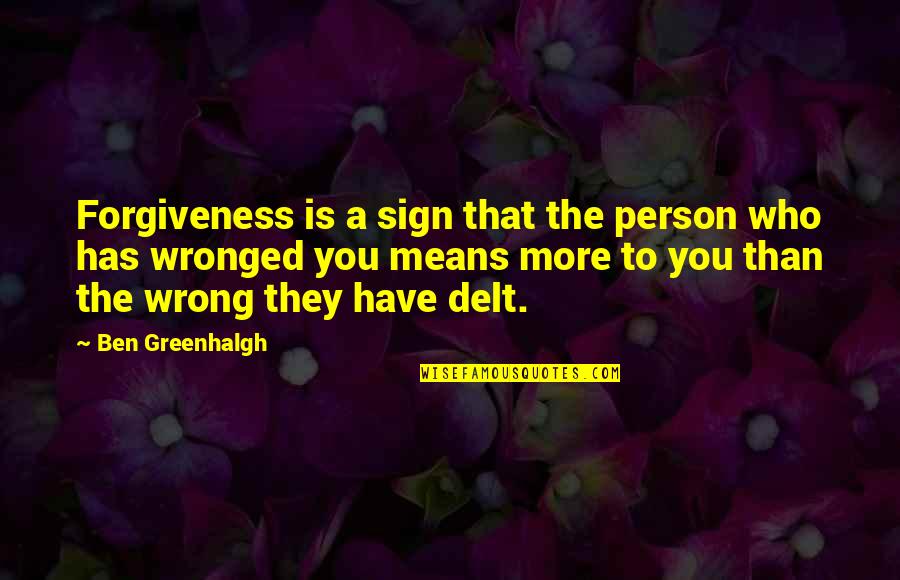 Forgiveness Without Apology Quotes By Ben Greenhalgh: Forgiveness is a sign that the person who