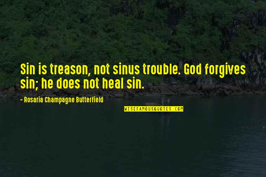 Forgives Quotes By Rosaria Champagne Butterfield: Sin is treason, not sinus trouble. God forgives