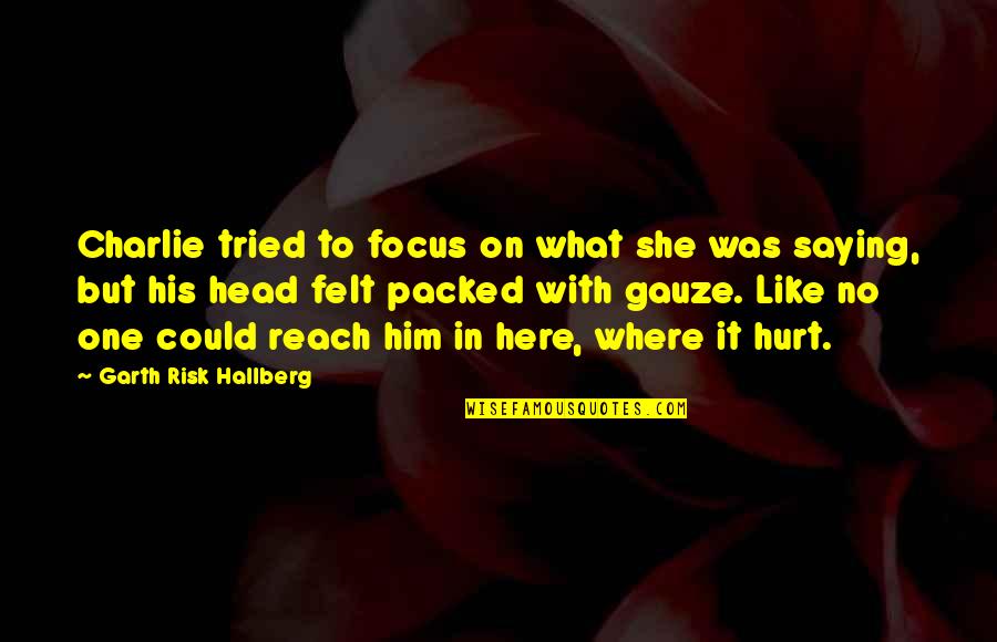 Forgiving And Healing Quotes By Garth Risk Hallberg: Charlie tried to focus on what she was Forgiving And Healing Quotes By Garth Risk Hallberg: Charlie tried to focus on what she was