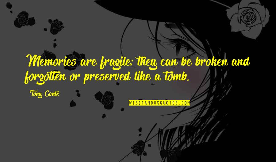 Forgotten Memories Quotes By Tony Conte: Memories are fragile; they can be broken and