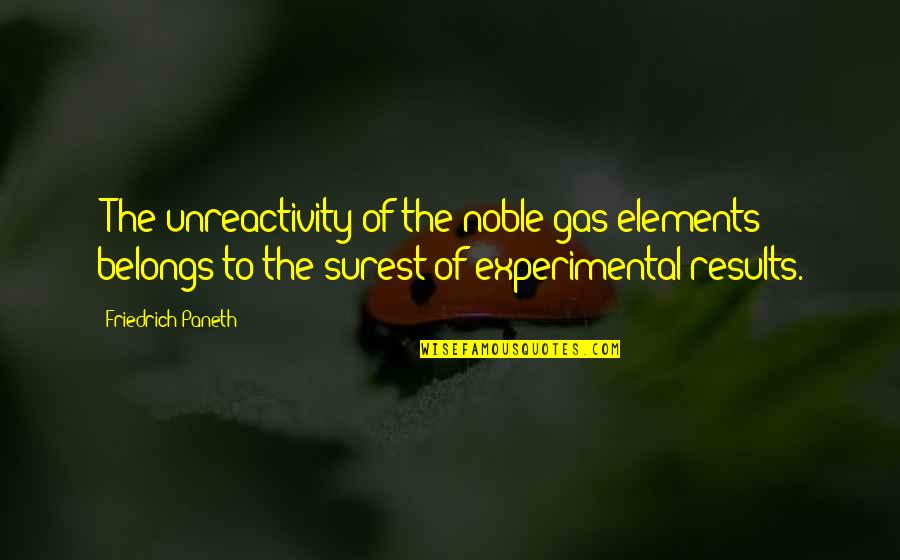 Forgotten Promises Quotes By Friedrich Paneth: [The unreactivity of the noble gas elements] belongs