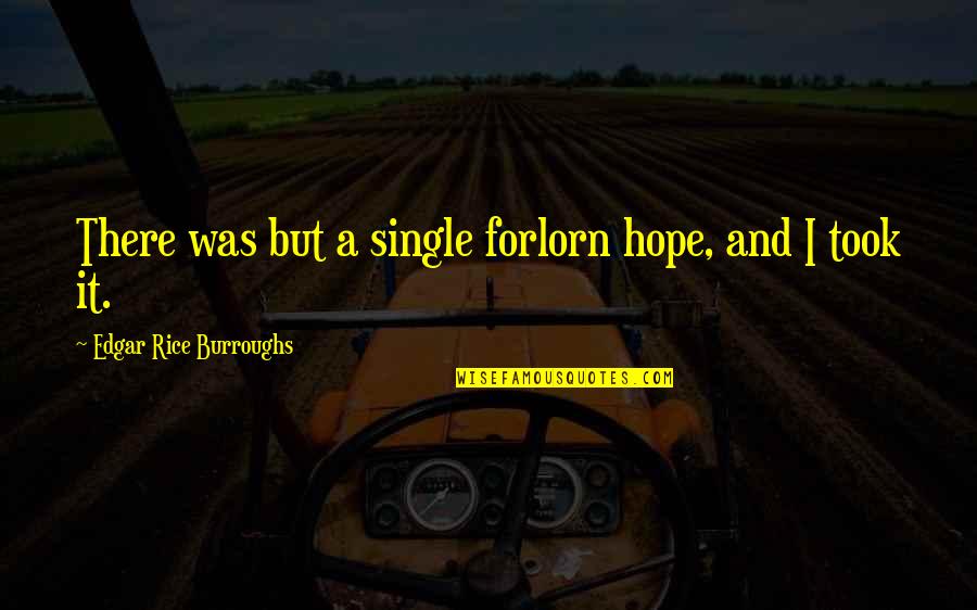 Forlorn Quotes By Edgar Rice Burroughs: There was but a single forlorn hope, and