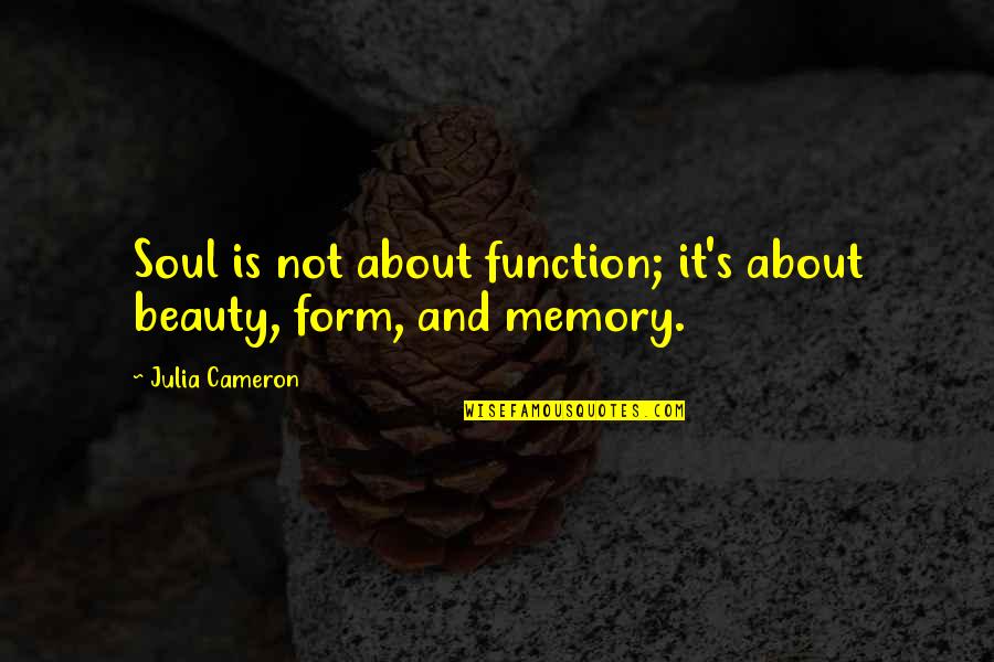 Form And Function Quotes By Julia Cameron: Soul is not about function; it's about beauty,