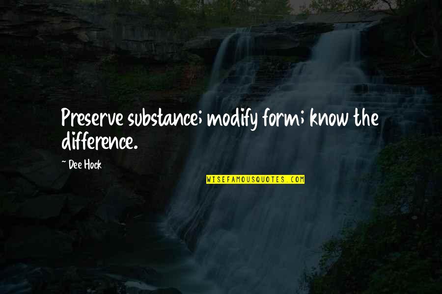 Form Over Substance Quotes By Dee Hock: Preserve substance; modify form; know the difference.