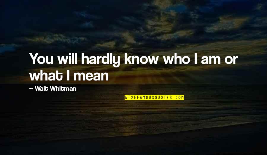 Formaliser Quotes By Walt Whitman: You will hardly know who I am or