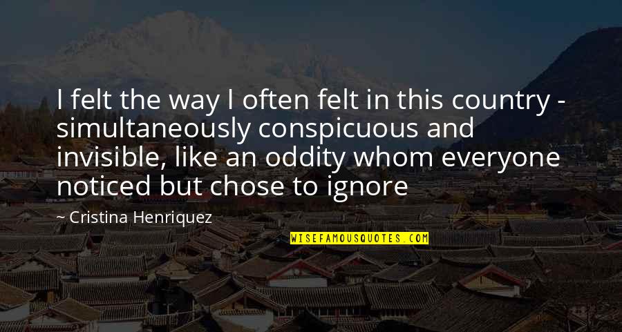 Formalist Literary Quotes By Cristina Henriquez: I felt the way I often felt in Formalist Literary Quotes By Cristina Henriquez: I felt the way I often felt in