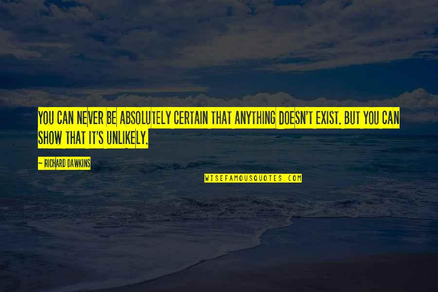 Formasi Permainan Quotes By Richard Dawkins: You can never be absolutely certain that anything