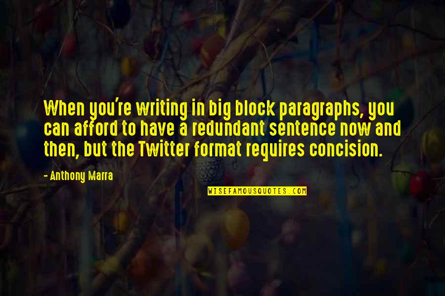 Format Of Block Quotes By Anthony Marra: When you're writing in big block paragraphs, you