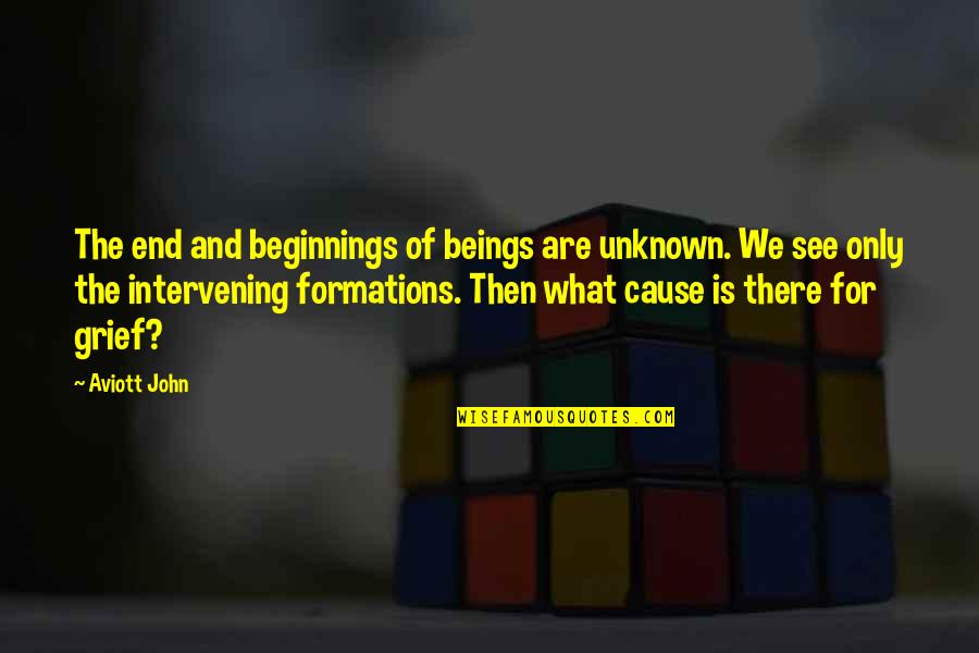 Formations Quotes By Aviott John: The end and beginnings of beings are unknown.