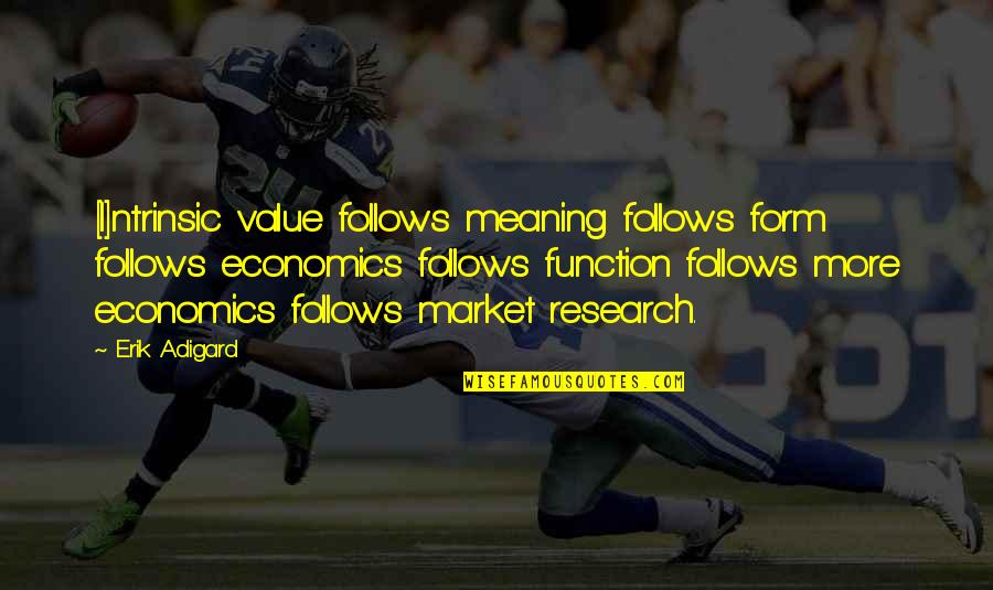 Form'd Quotes By Erik Adigard: [I]ntrinsic value follows meaning follows form follows economics