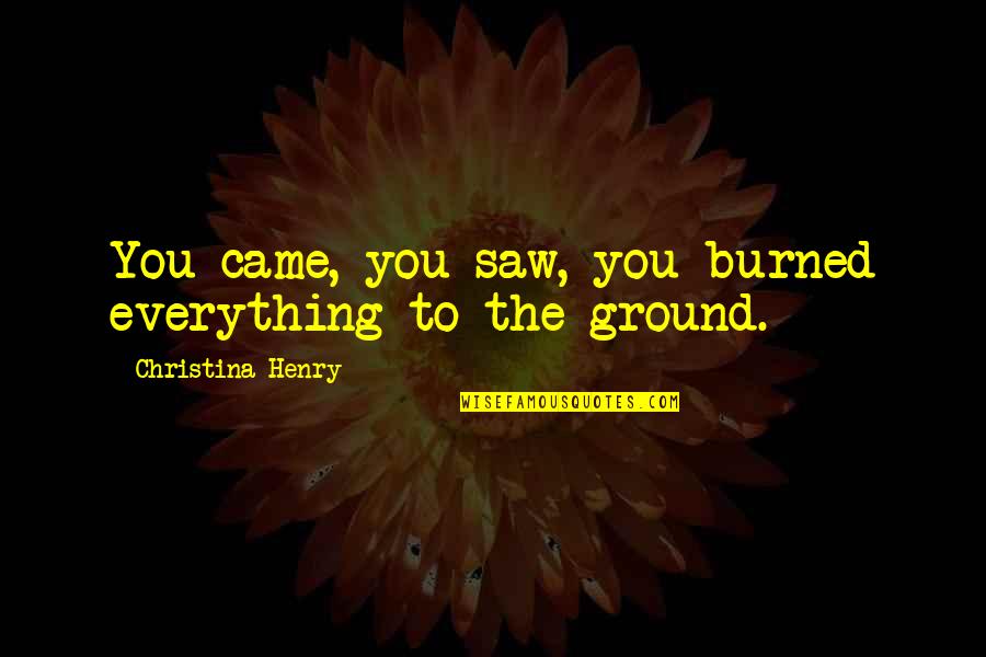 Forming New Habits Quotes By Christina Henry: You came, you saw, you burned everything to