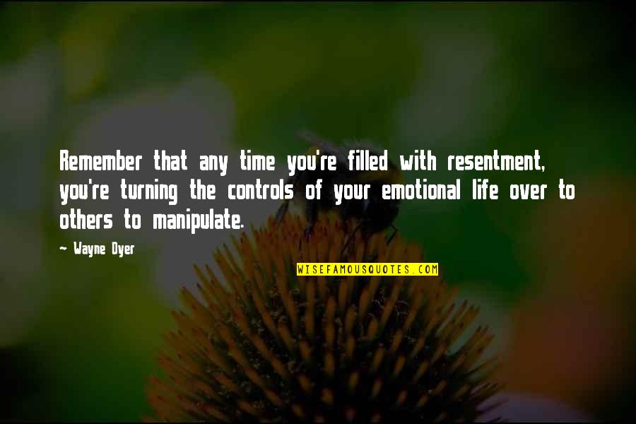 Formou Se Quotes By Wayne Dyer: Remember that any time you're filled with resentment,