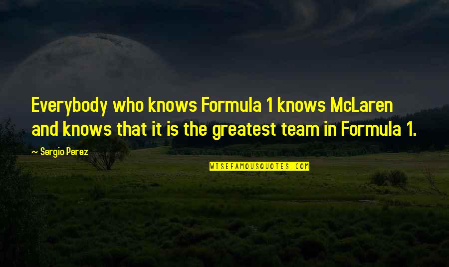 Formula 1 Team Quotes By Sergio Perez: Everybody who knows Formula 1 knows McLaren and