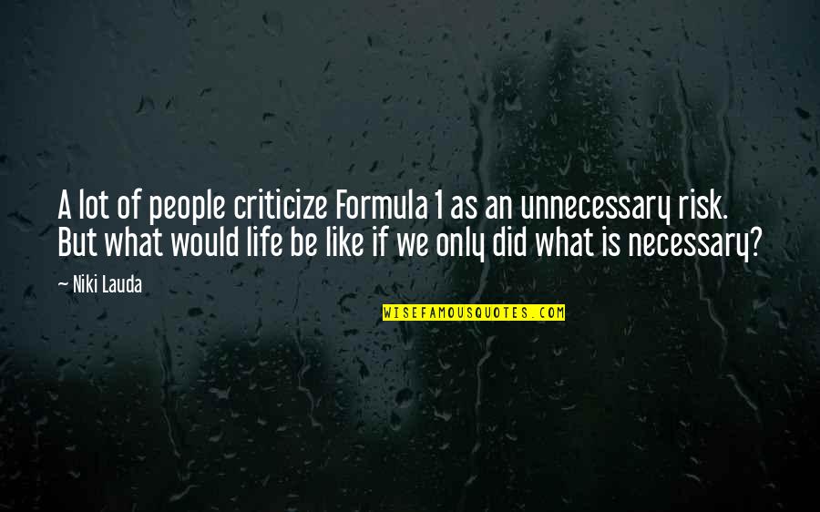 Formula Of Life Quotes By Niki Lauda: A lot of people criticize Formula 1 as