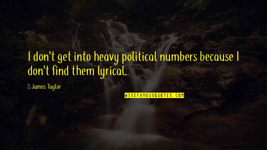 Fornasarig Quotes By James Taylor: I don't get into heavy political numbers because