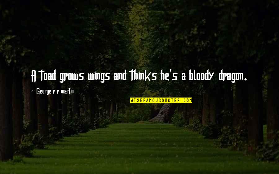 Fornyet Mistanke Quotes By George R R Martin: A toad grows wings and thinks he's a Fornyet Mistanke Quotes By George R R Martin: A toad grows wings and thinks he's a