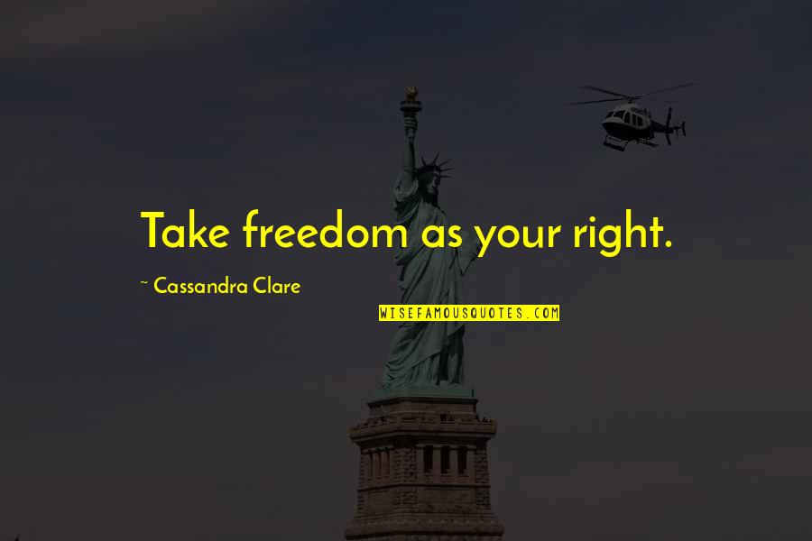 Forp Quotes By Cassandra Clare: Take freedom as your right.