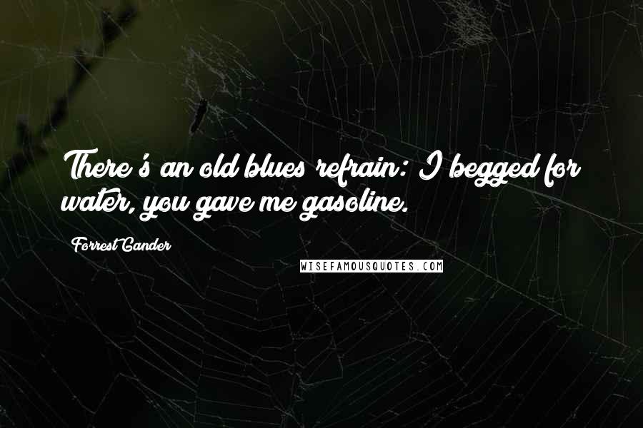 Forrest Gander quotes: There's an old blues refrain: I begged for water, you gave me gasoline.