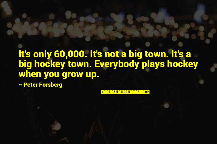 Forsberg's Quotes By Peter Forsberg: It's only 60,000. It's not a big town. Forsberg's Quotes By Peter Forsberg: It's only 60,000. It's not a big town.