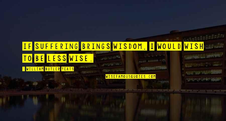 Forsmark Cheboygan Quotes By William Butler Yeats: If suffering brings wisdom, I would wish to