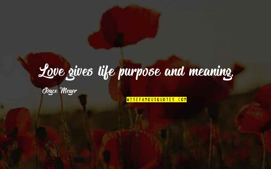 Fortiter Et Recte Quotes By Joyce Meyer: Love gives life purpose and meaning.