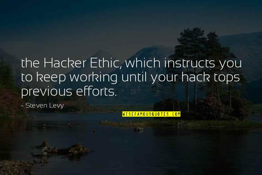 Fortuitous In A Sentence Quotes By Steven Levy: the Hacker Ethic, which instructs you to keep