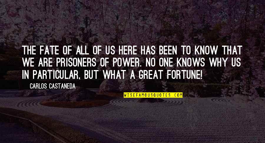Fortune And Fate Quotes By Carlos Castaneda: The fate of all of us here has Fortune And Fate Quotes By Carlos Castaneda: The fate of all of us here has