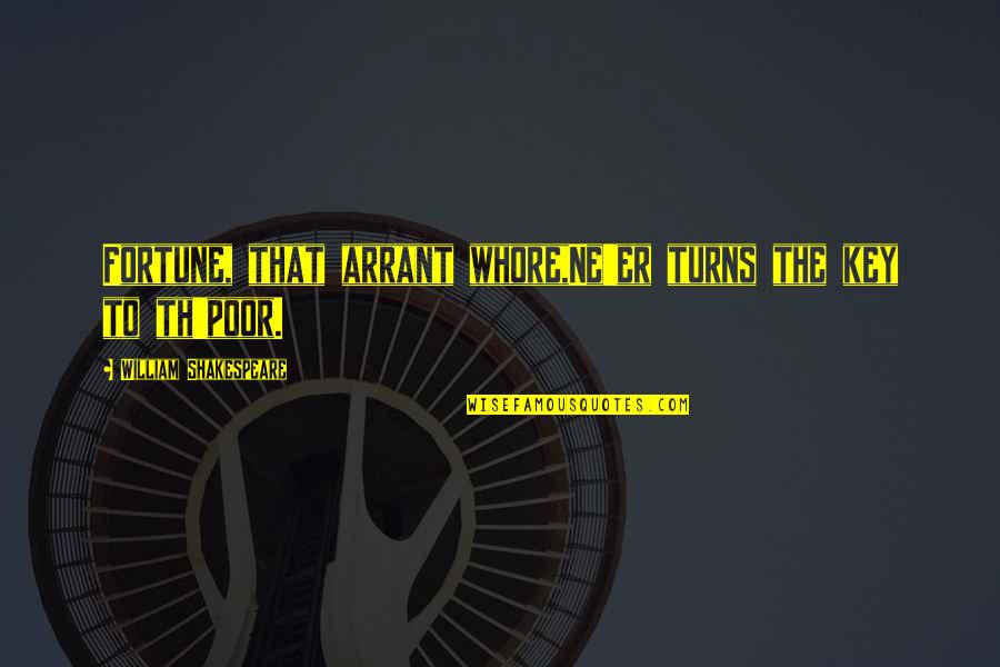 Fortune And Fate Quotes By William Shakespeare: Fortune, that arrant whore,Ne'er turns the key to