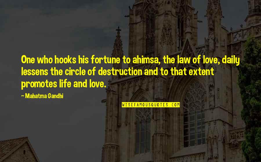 Fortune And Life Quotes By Mahatma Gandhi: One who hooks his fortune to ahimsa, the