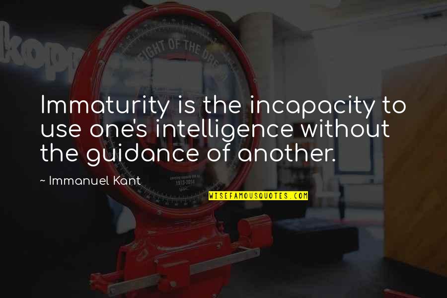 Fortune Favors The Wicked Quotes By Immanuel Kant: Immaturity is the incapacity to use one's intelligence