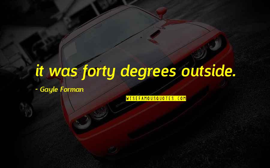 Forty Quotes By Gayle Forman: it was forty degrees outside.