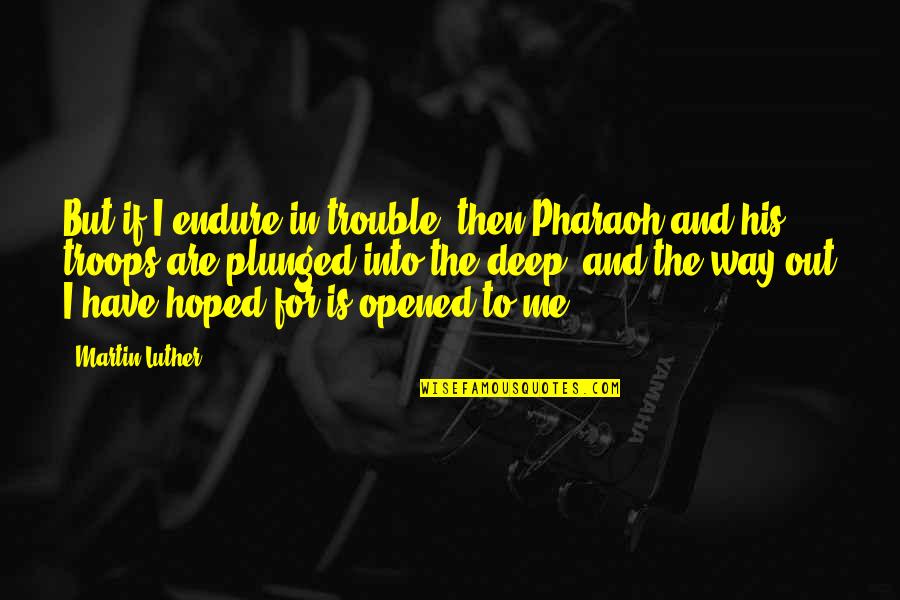 Fortysomething Magazines Quotes By Martin Luther: But if I endure in trouble, then Pharaoh