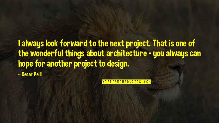 Forward Always Forward Quotes By Cesar Pelli: I always look forward to the next project.