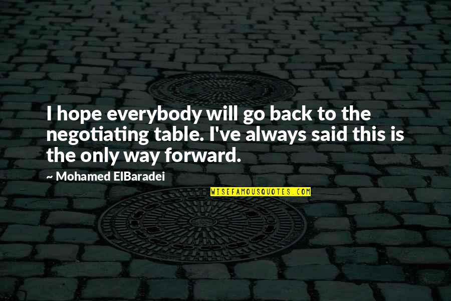 Forward Always Forward Quotes By Mohamed ElBaradei: I hope everybody will go back to the