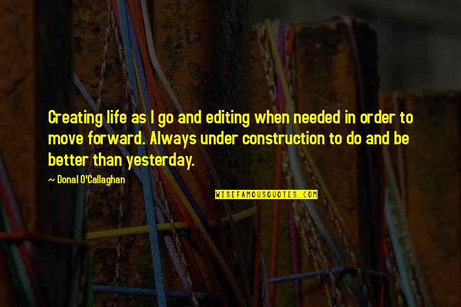 Forward In Life Quotes By Donal O'Callaghan: Creating life as I go and editing when