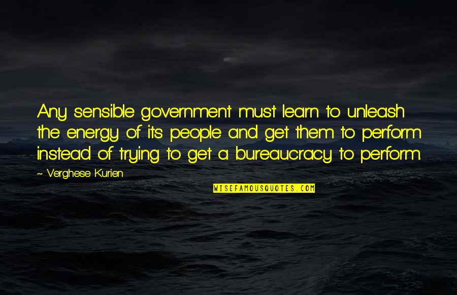 Fosketts Quotes By Verghese Kurien: Any sensible government must learn to unleash the