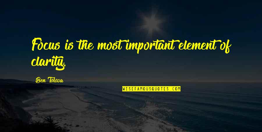 Fosmon Outdoor Timer Quotes By Ben Tolosa: Focus is the most important element of clarity. Fosmon Outdoor Timer Quotes By Ben Tolosa: Focus is the most important element of clarity.