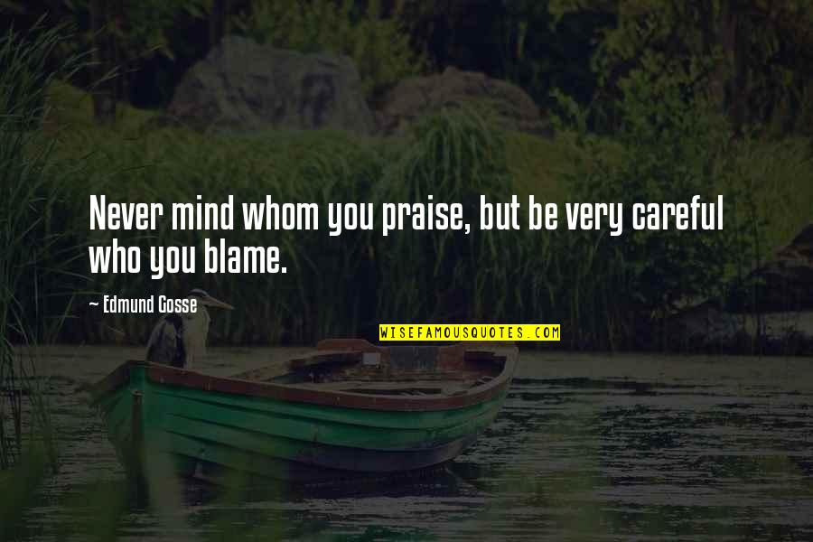 Foster Care Quotes By Edmund Gosse: Never mind whom you praise, but be very