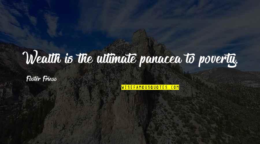 Foster Friess Quotes By Foster Friess: Wealth is the ultimate panacea to poverty.