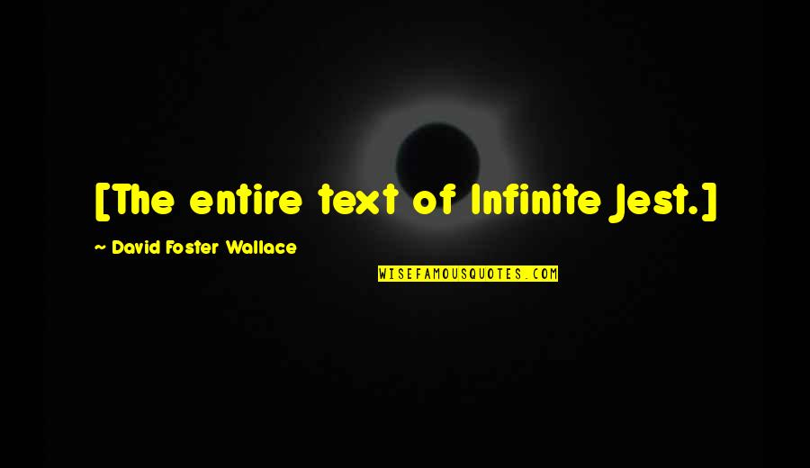 Foster Quotes By David Foster Wallace: [The entire text of Infinite Jest.]