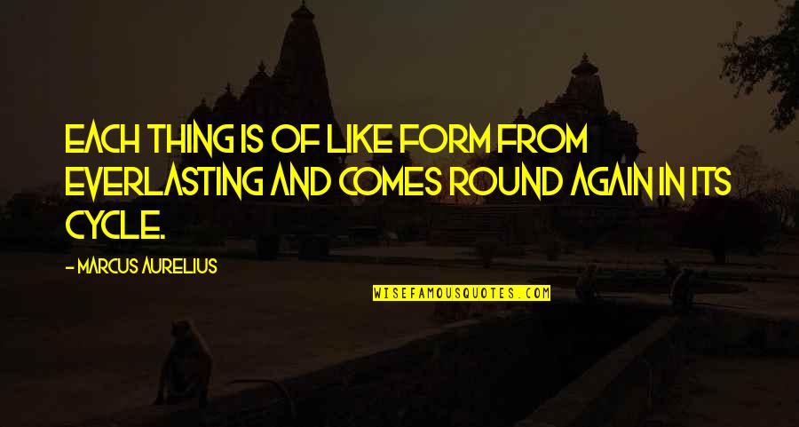 Fothe Quotes By Marcus Aurelius: Each thing is of like form from everlasting