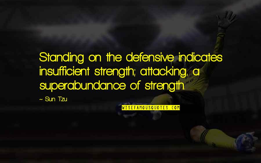 Fouksia Quotes By Sun Tzu: Standing on the defensive indicates insufficient strength; attacking,