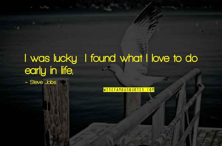 Found Love Of My Life Quotes By Steve Jobs: I was lucky I found what I love