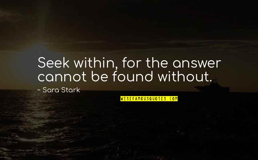 Found The Answer Quotes By Sara Stark: Seek within, for the answer cannot be found