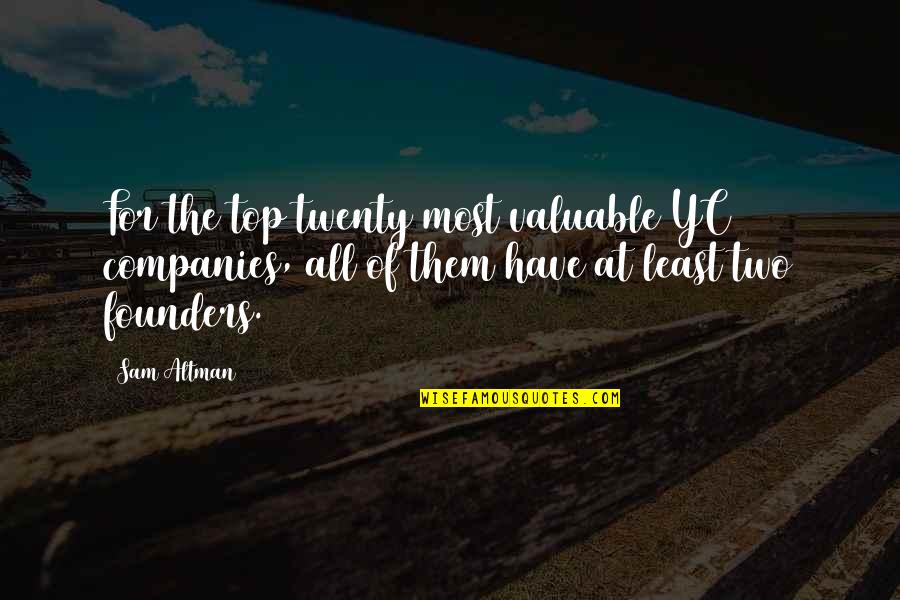 Founders Quotes By Sam Altman: For the top twenty most valuable YC companies,