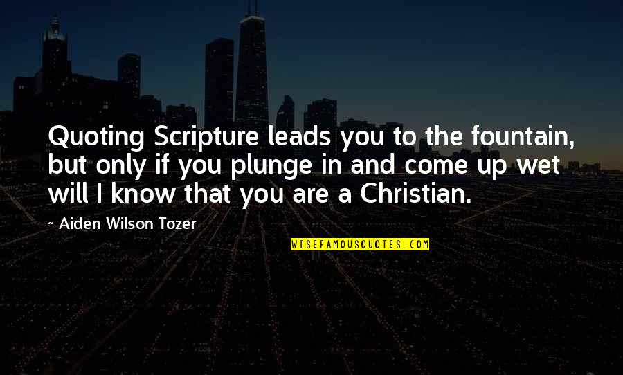 Fountain Quotes By Aiden Wilson Tozer: Quoting Scripture leads you to the fountain, but